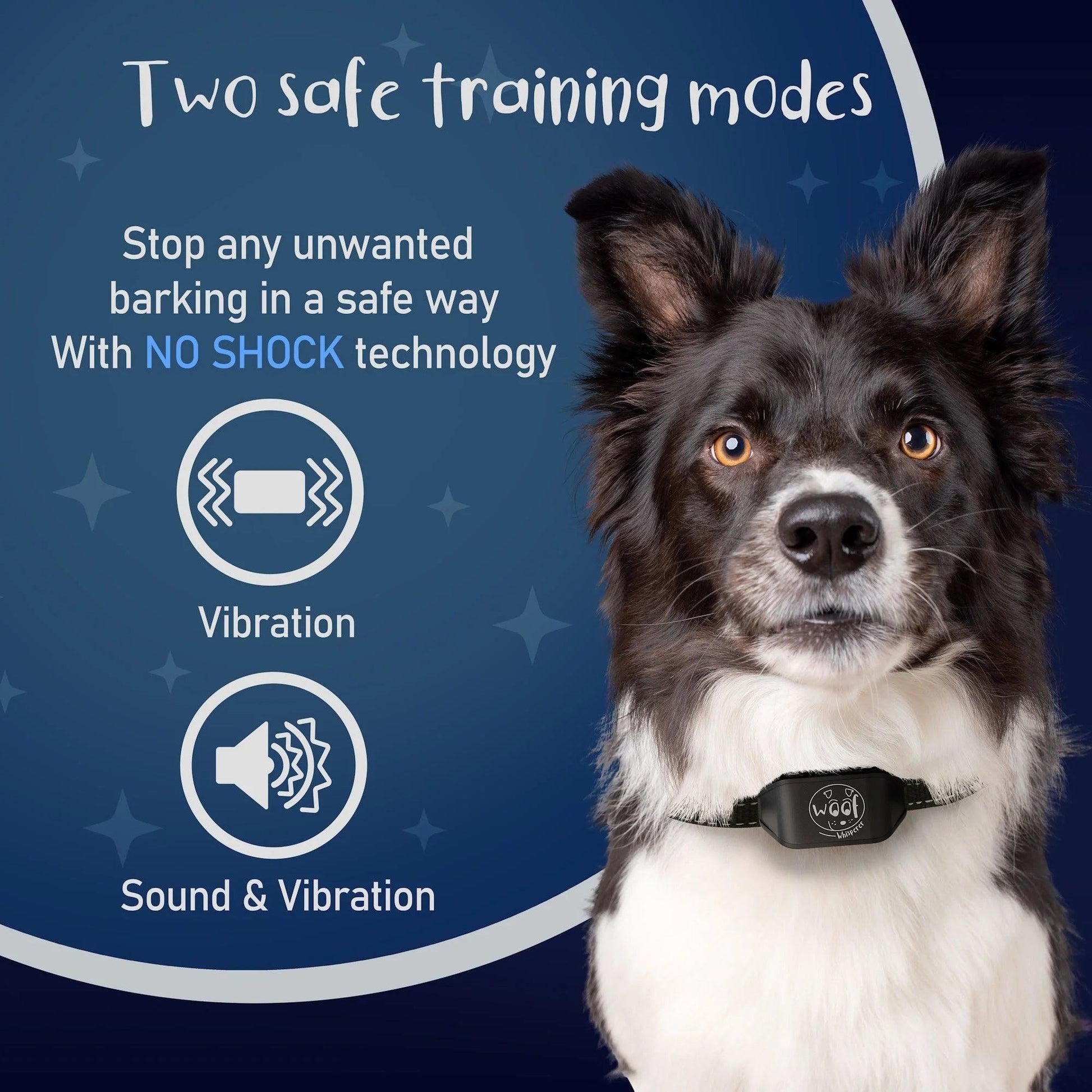 Rechargeable Anti Bark Training Collar - Sound & Vibration - No Shock - The Woof Whisperer