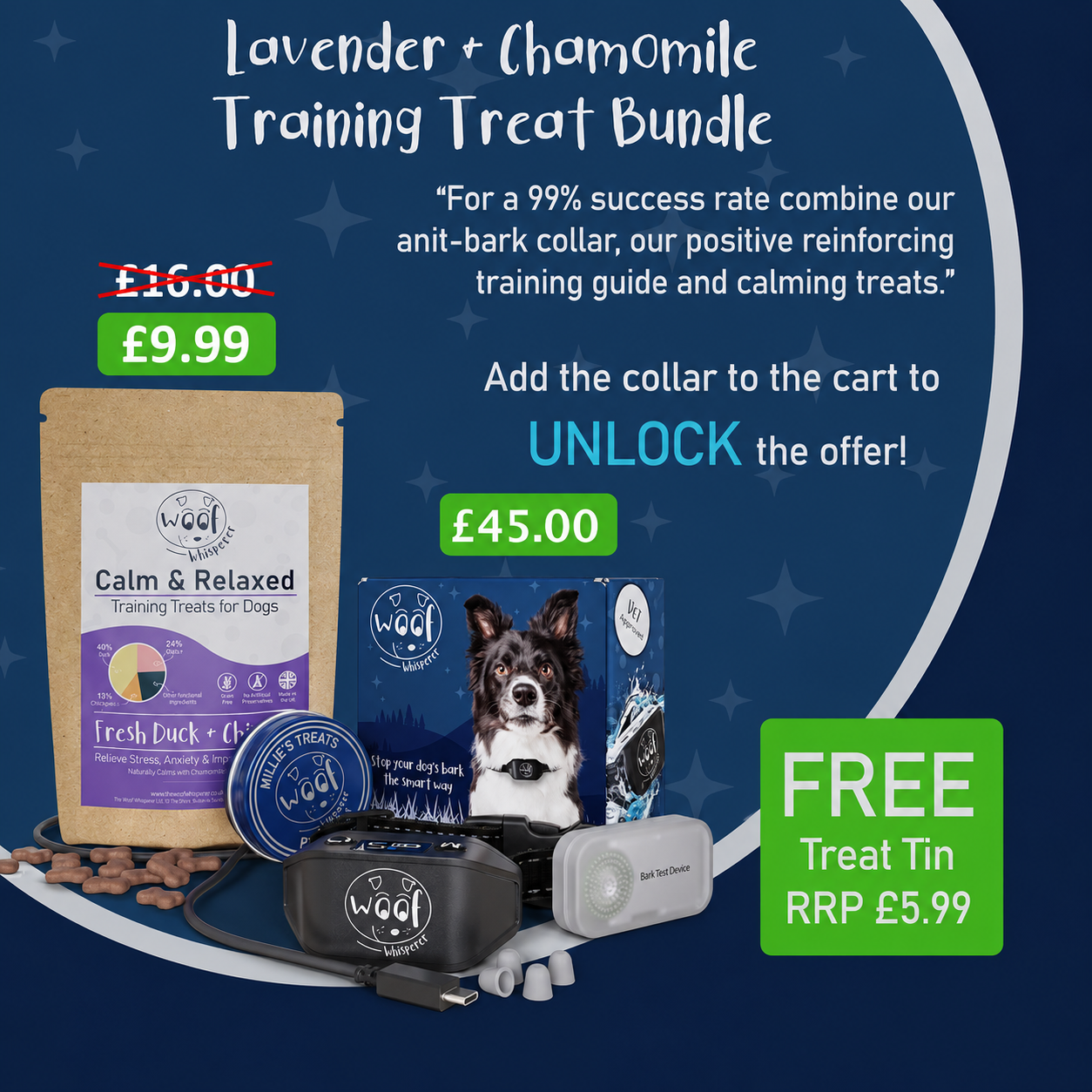 Rechargeable Anti Bark Training Collar - Sound & Vibration - No Shock