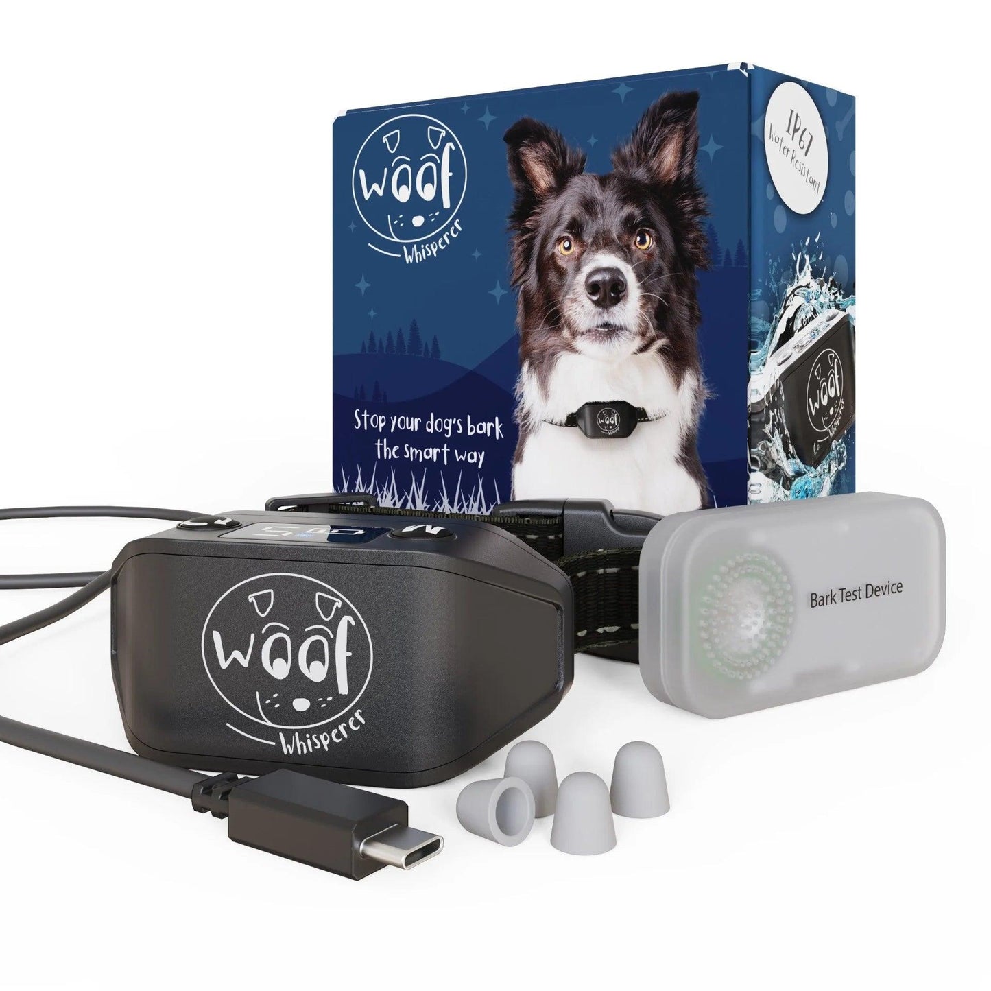 Rechargeable Anti Bark Training Collar Sound Vibration No Shock The Woof Whisperer